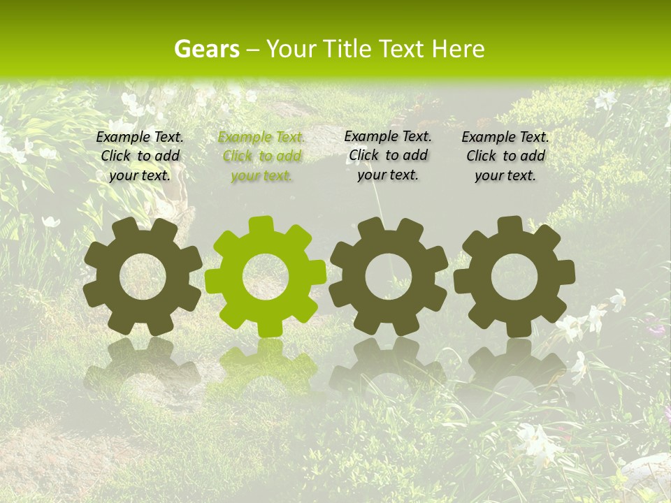 Track In Beautiful Garden Among Flowers And Sculptures - Sunset Light. Shot In Ukraine. PowerPoint Template