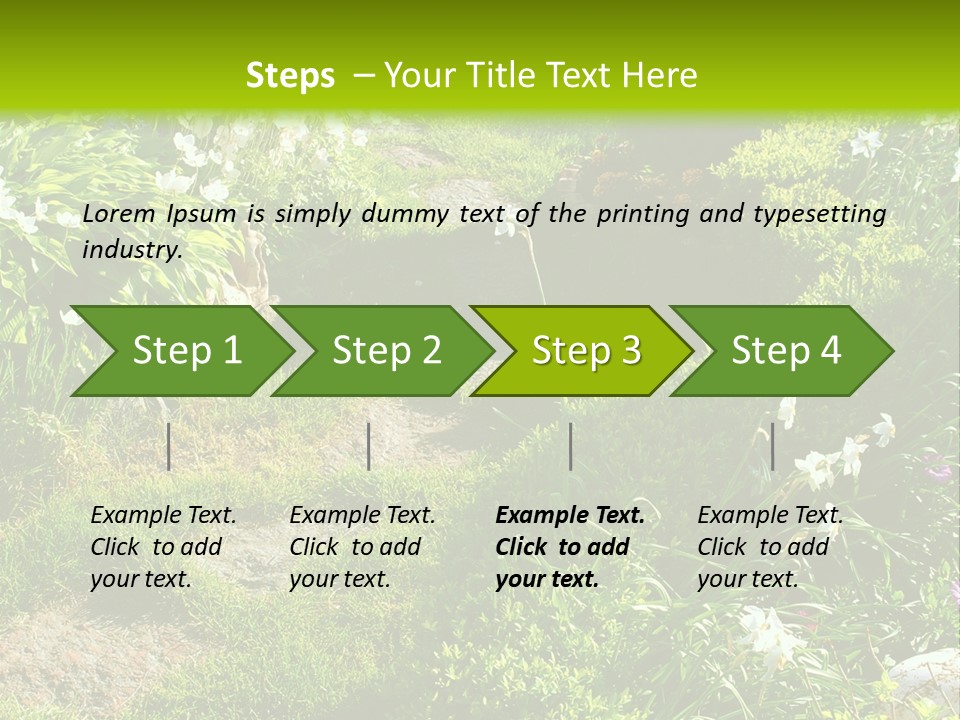 Track In Beautiful Garden Among Flowers And Sculptures - Sunset Light. Shot In Ukraine. PowerPoint Template