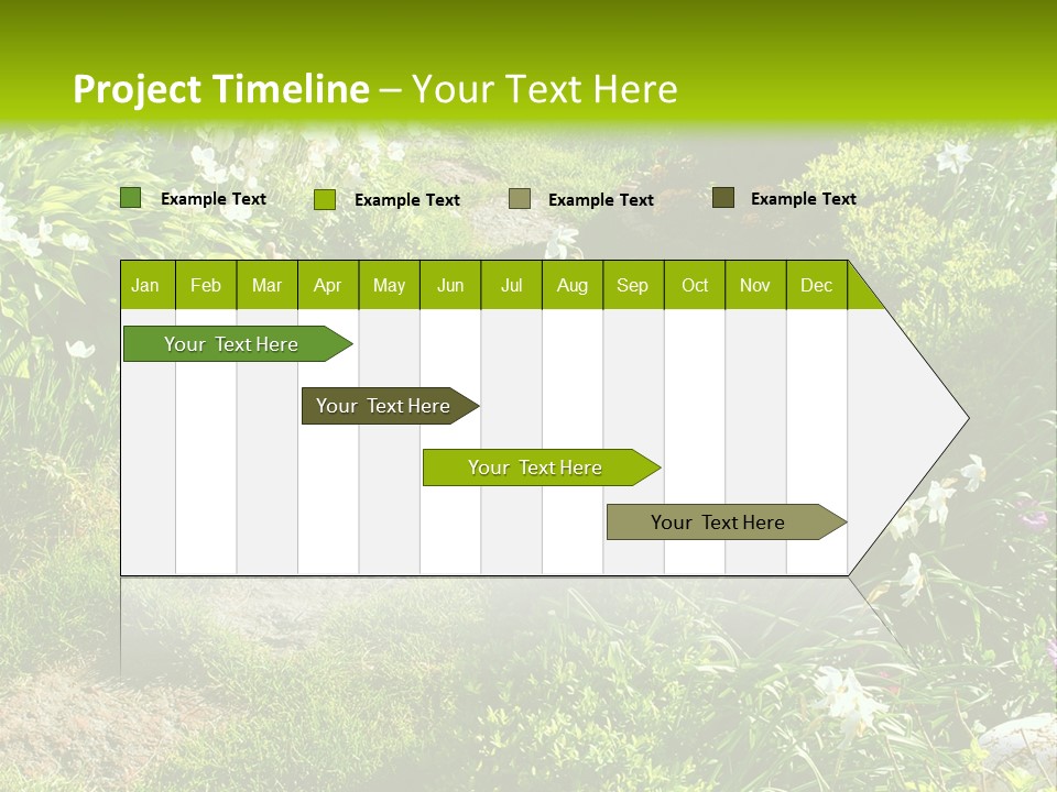 Track In Beautiful Garden Among Flowers And Sculptures - Sunset Light. Shot In Ukraine. PowerPoint Template