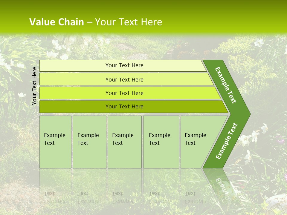 Track In Beautiful Garden Among Flowers And Sculptures - Sunset Light. Shot In Ukraine. PowerPoint Template