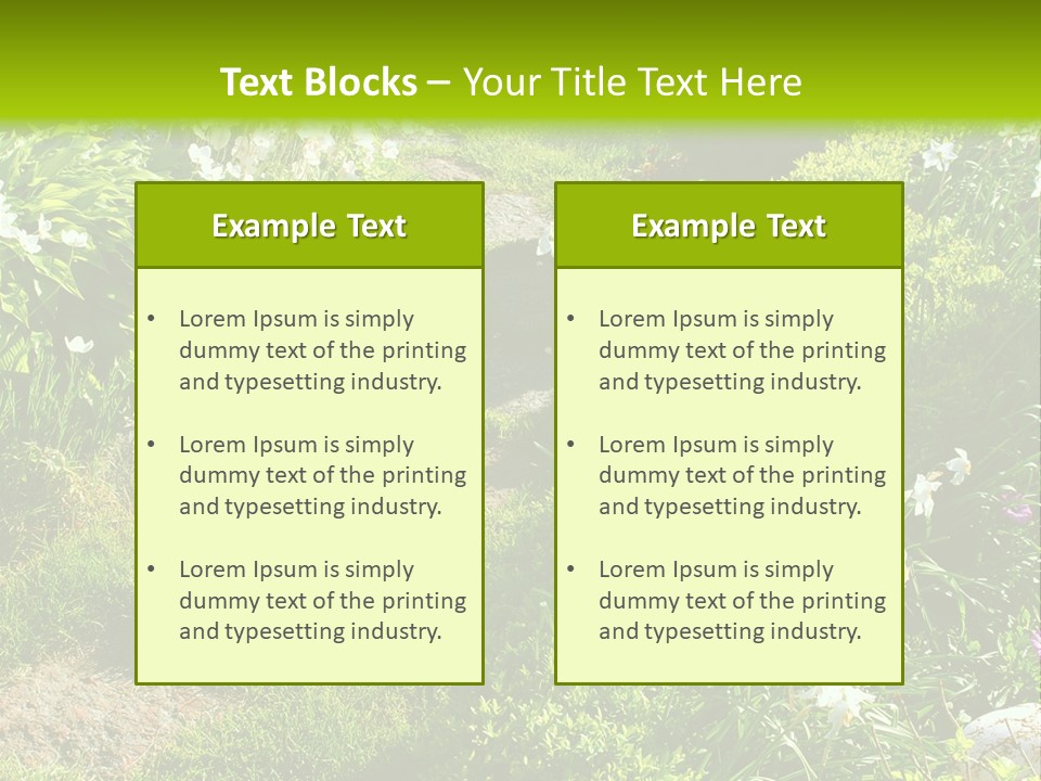 Track In Beautiful Garden Among Flowers And Sculptures - Sunset Light. Shot In Ukraine. PowerPoint Template