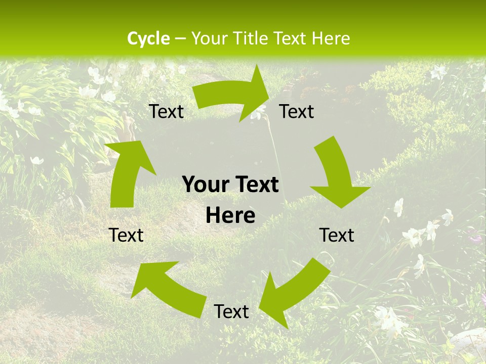 Track In Beautiful Garden Among Flowers And Sculptures - Sunset Light. Shot In Ukraine. PowerPoint Template