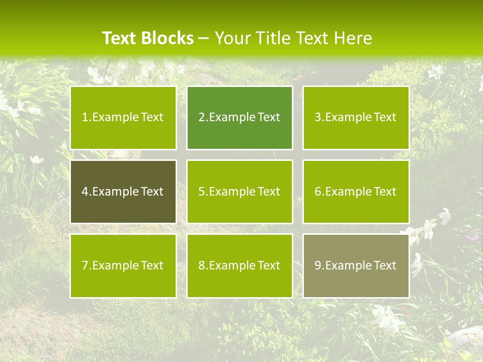 Track In Beautiful Garden Among Flowers And Sculptures - Sunset Light. Shot In Ukraine. PowerPoint Template