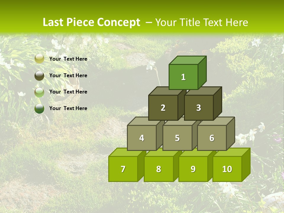 Track In Beautiful Garden Among Flowers And Sculptures - Sunset Light. Shot In Ukraine. PowerPoint Template