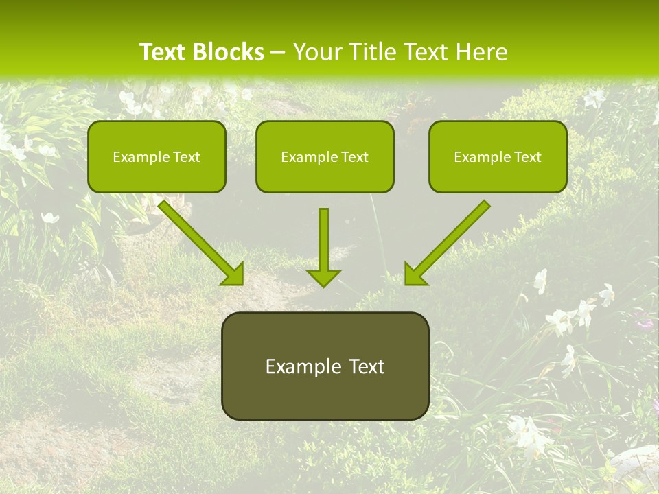 Track In Beautiful Garden Among Flowers And Sculptures - Sunset Light. Shot In Ukraine. PowerPoint Template