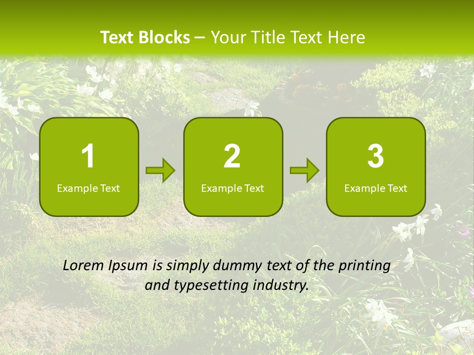 Track In Beautiful Garden Among Flowers And Sculptures - Sunset Light. Shot In Ukraine. PowerPoint Template