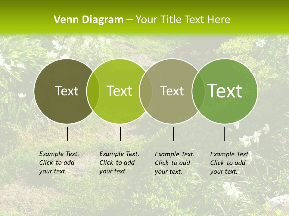 Track In Beautiful Garden Among Flowers And Sculptures - Sunset Light. Shot In Ukraine. PowerPoint Template