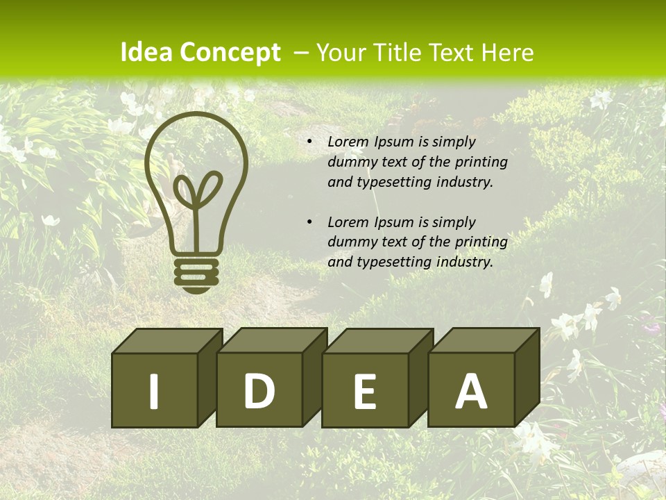 Track In Beautiful Garden Among Flowers And Sculptures - Sunset Light. Shot In Ukraine. PowerPoint Template