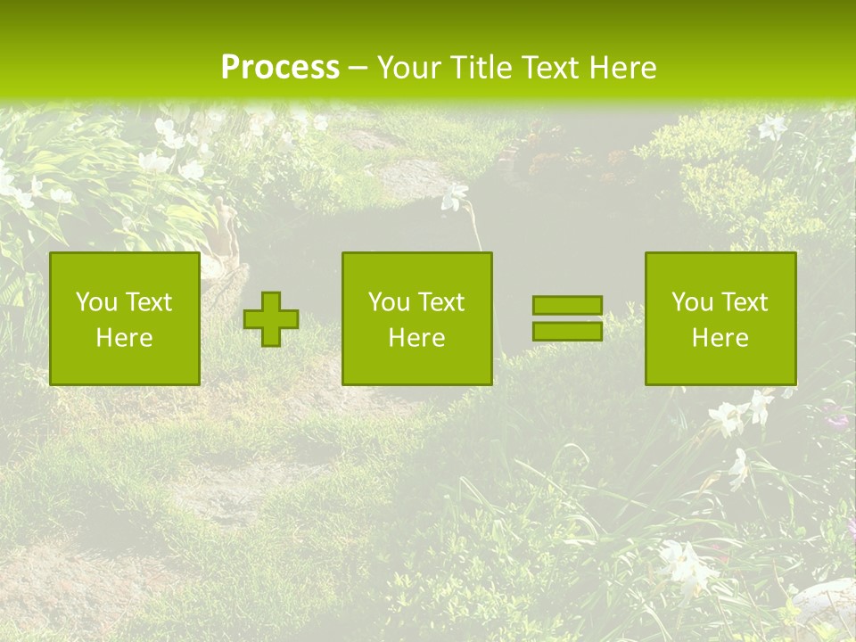 Track In Beautiful Garden Among Flowers And Sculptures - Sunset Light. Shot In Ukraine. PowerPoint Template