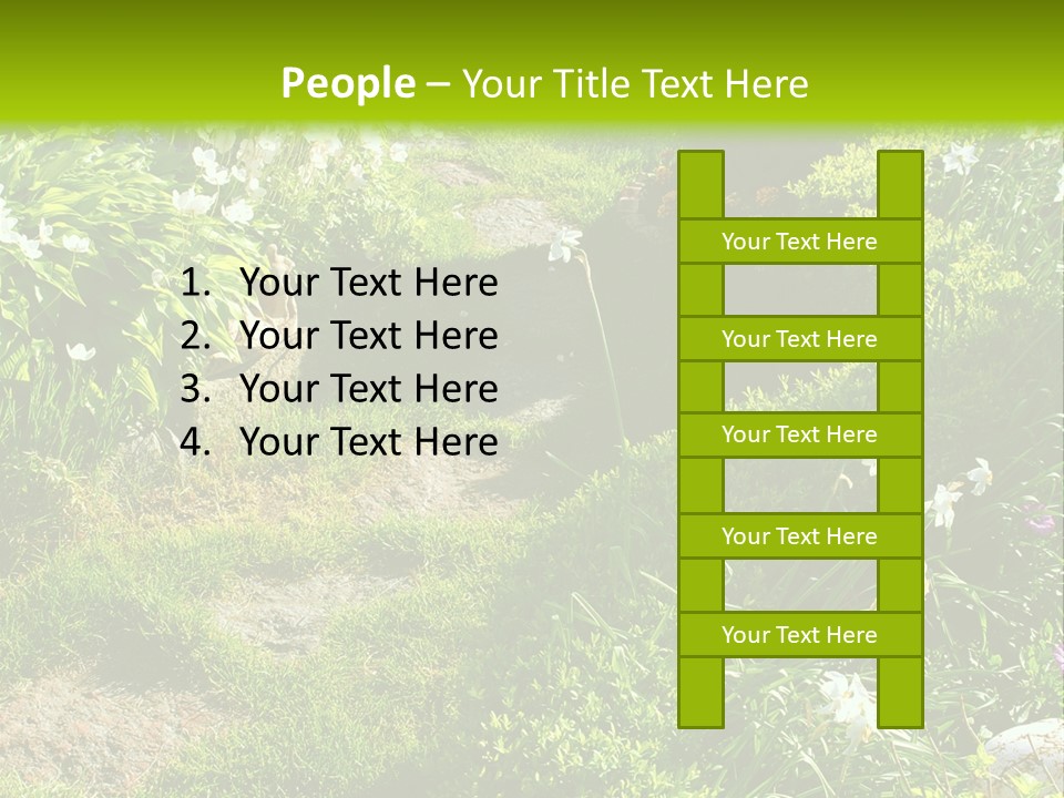 Track In Beautiful Garden Among Flowers And Sculptures - Sunset Light. Shot In Ukraine. PowerPoint Template