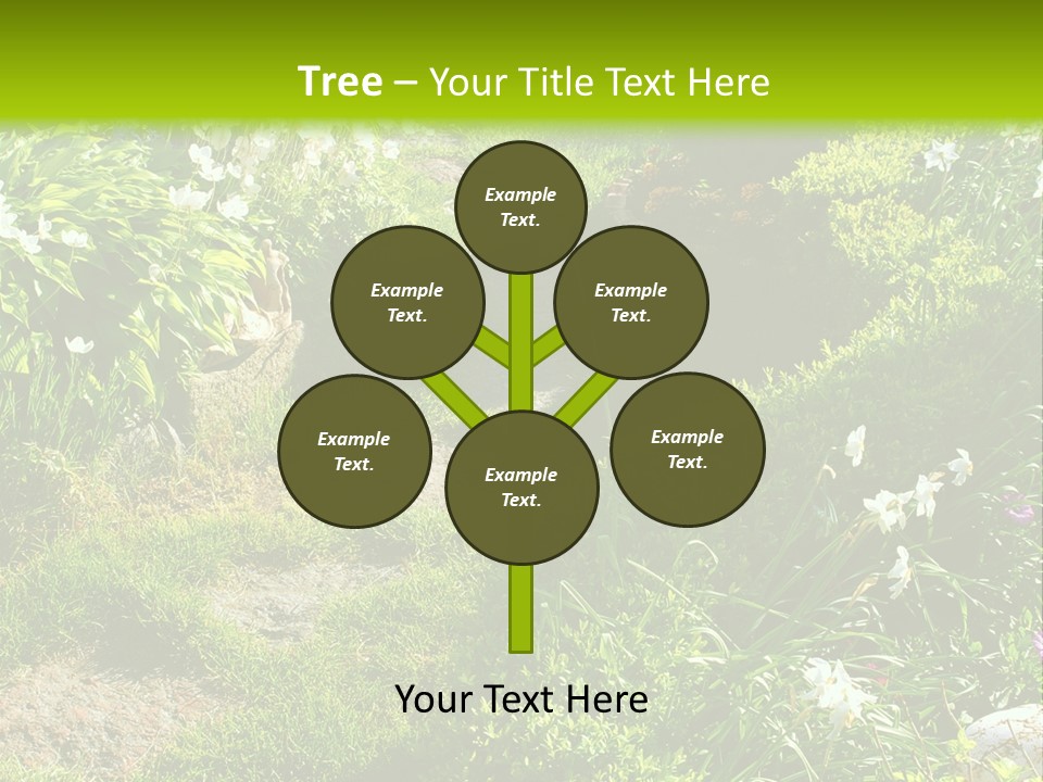 Track In Beautiful Garden Among Flowers And Sculptures - Sunset Light. Shot In Ukraine. PowerPoint Template