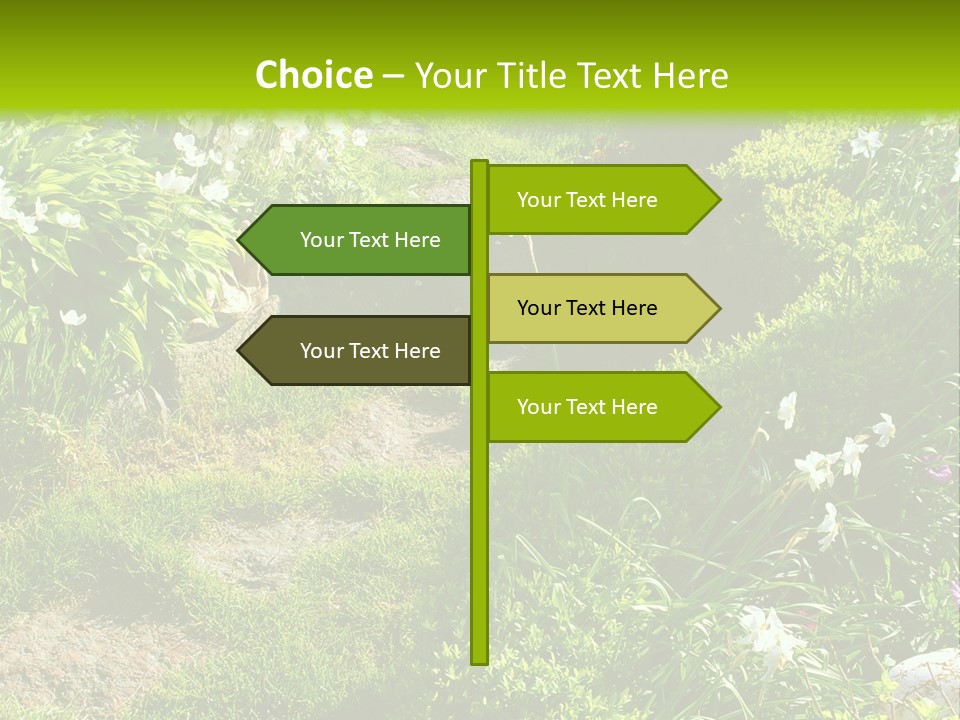 Track In Beautiful Garden Among Flowers And Sculptures - Sunset Light. Shot In Ukraine. PowerPoint Template