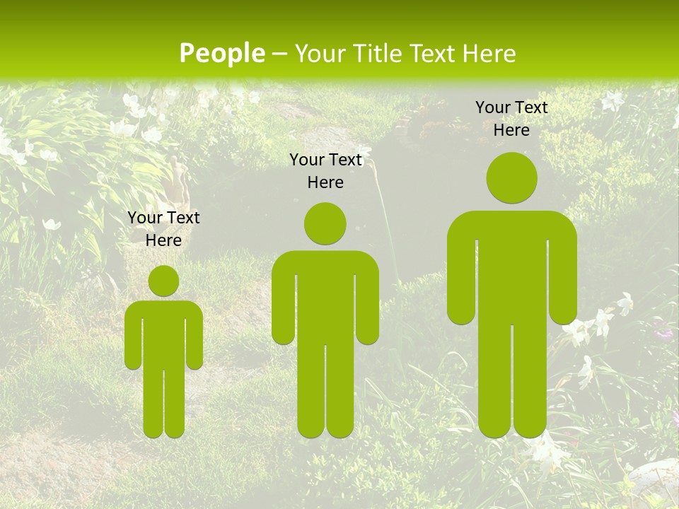 Track In Beautiful Garden Among Flowers And Sculptures - Sunset Light. Shot In Ukraine. PowerPoint Template