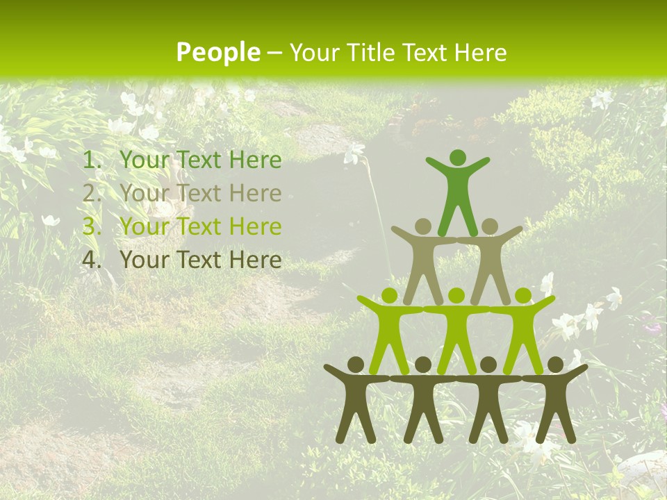 Track In Beautiful Garden Among Flowers And Sculptures - Sunset Light. Shot In Ukraine. PowerPoint Template