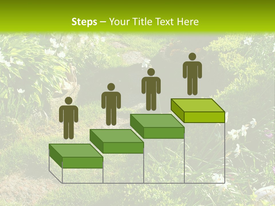 Track In Beautiful Garden Among Flowers And Sculptures - Sunset Light. Shot In Ukraine. PowerPoint Template