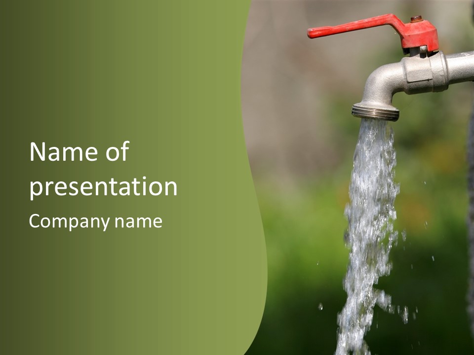 Open Tap With Running Water PowerPoint Template