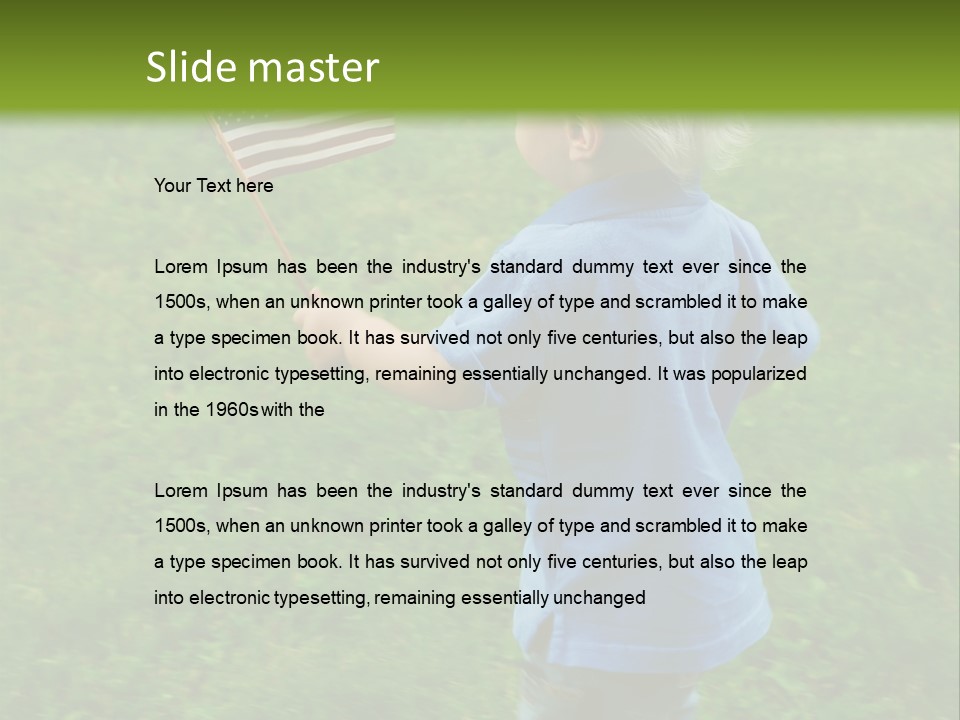 Toddler Running Around Waving An American Flag PowerPoint Template