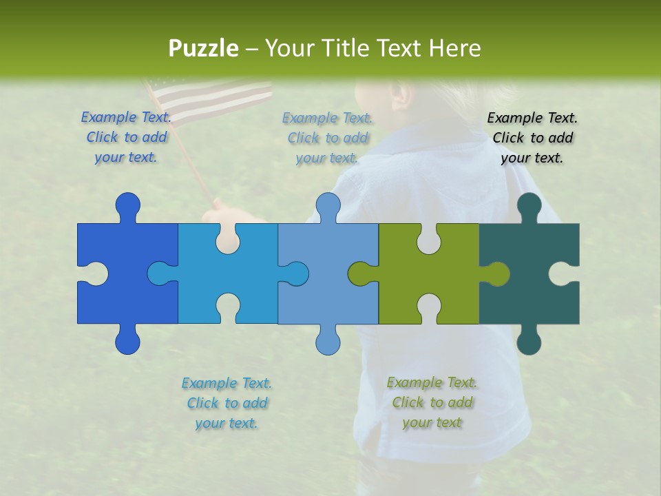 Toddler Running Around Waving An American Flag PowerPoint Template