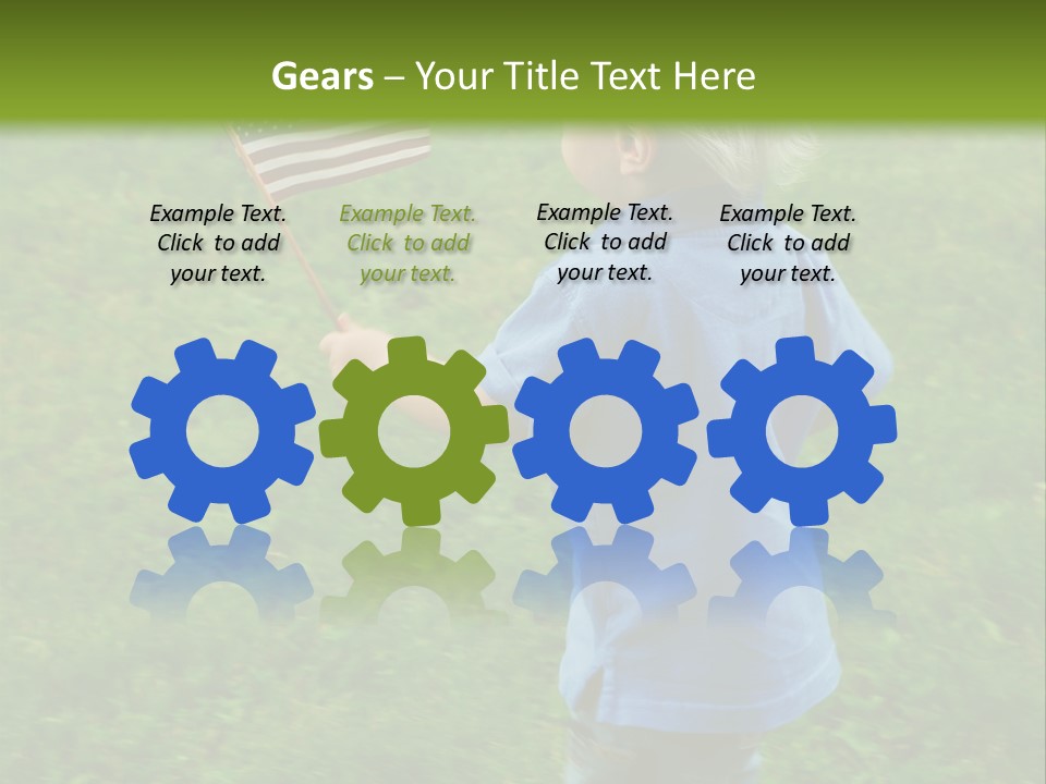 Toddler Running Around Waving An American Flag PowerPoint Template