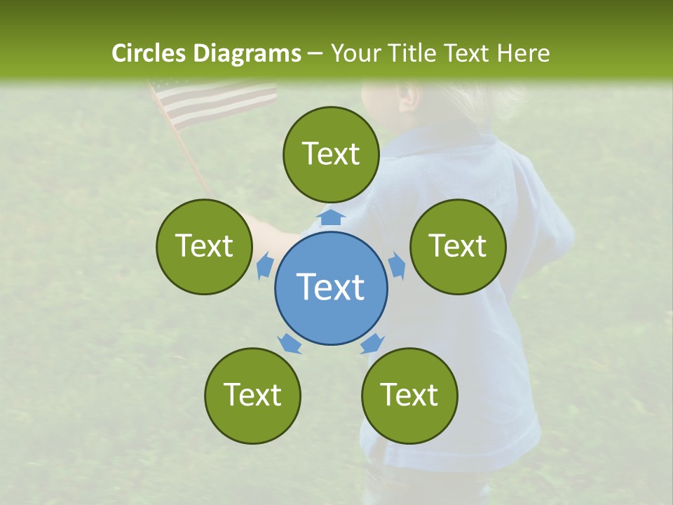 Toddler Running Around Waving An American Flag PowerPoint Template