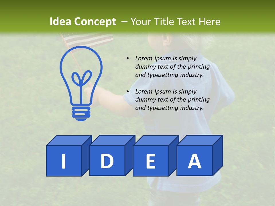 Toddler Running Around Waving An American Flag PowerPoint Template