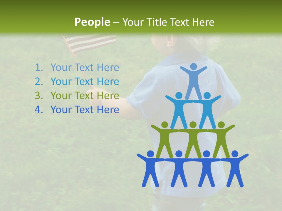 Toddler Running Around Waving An American Flag PowerPoint Template