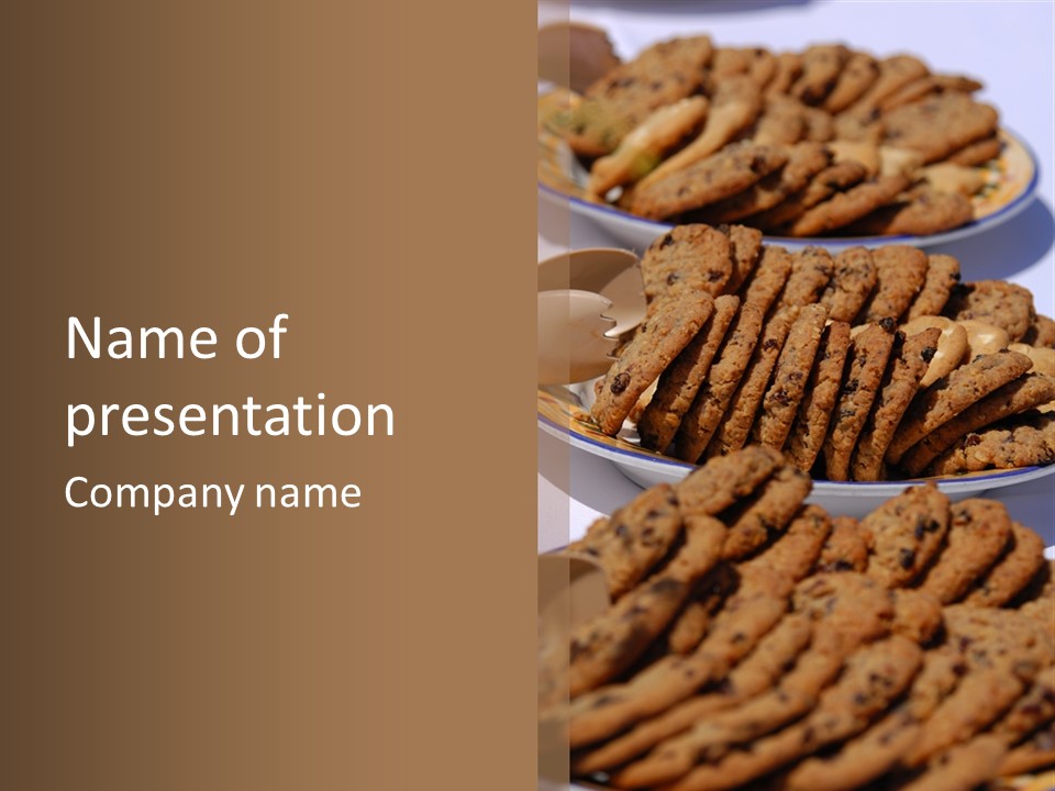 Plates Full Of Oatmeal Raisin And Chocolate Chip Cookies PowerPoint Template