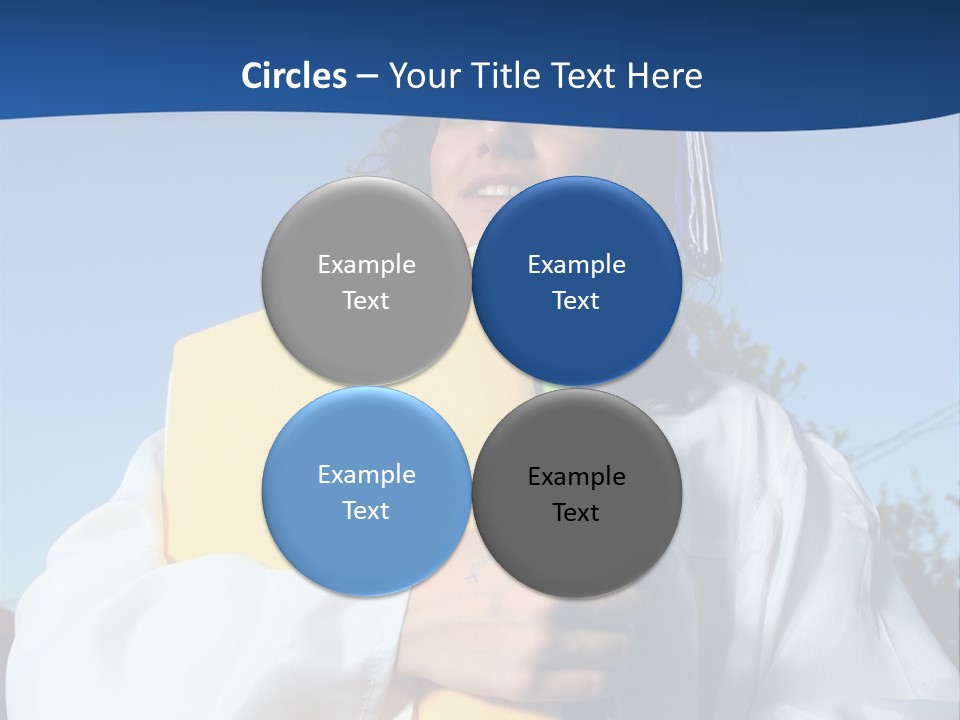 Happy Graduate Female Student Holding A Big Pile Of Textbooks And Folders PowerPoint Template