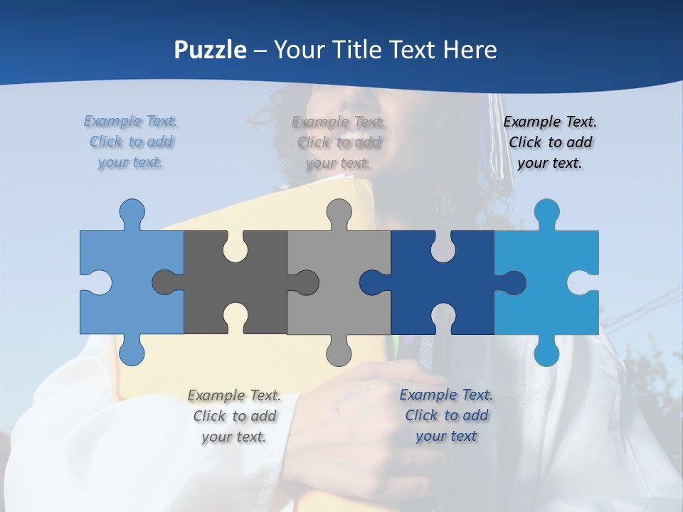 Happy Graduate Female Student Holding A Big Pile Of Textbooks And Folders PowerPoint Template