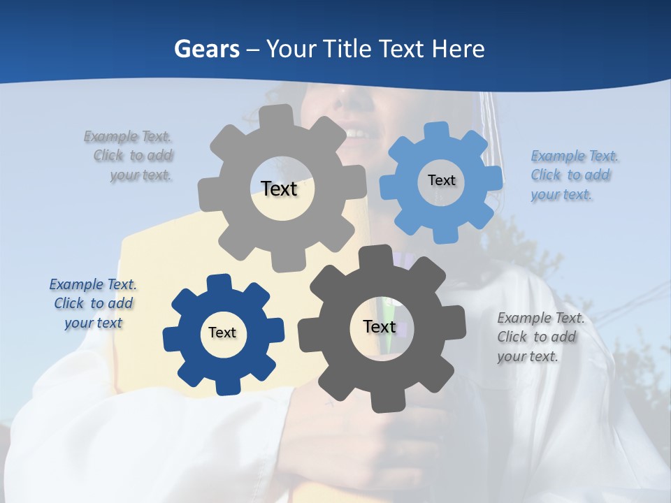 Happy Graduate Female Student Holding A Big Pile Of Textbooks And Folders PowerPoint Template