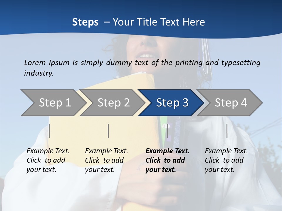 Happy Graduate Female Student Holding A Big Pile Of Textbooks And Folders PowerPoint Template
