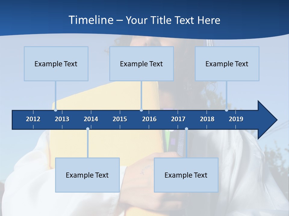 Happy Graduate Female Student Holding A Big Pile Of Textbooks And Folders PowerPoint Template