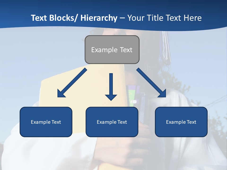 Happy Graduate Female Student Holding A Big Pile Of Textbooks And Folders PowerPoint Template