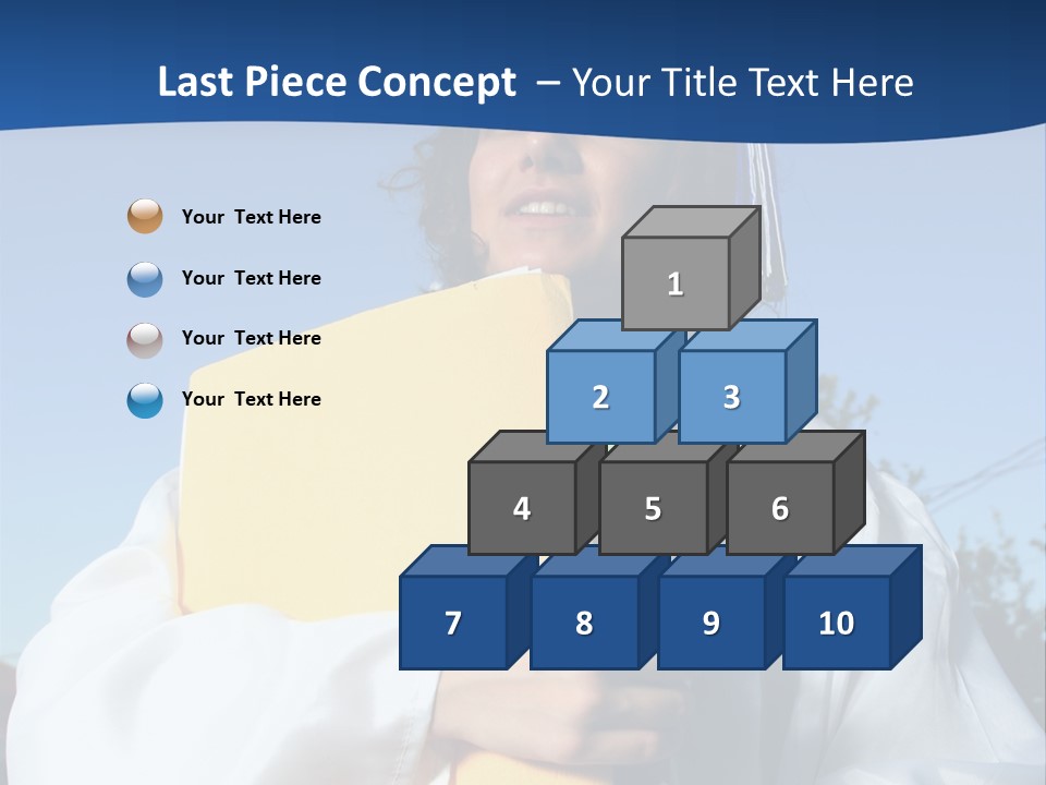 Happy Graduate Female Student Holding A Big Pile Of Textbooks And Folders PowerPoint Template