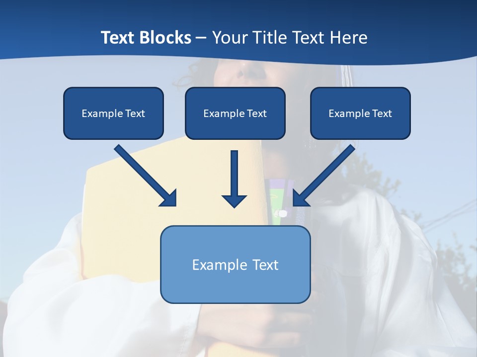 Happy Graduate Female Student Holding A Big Pile Of Textbooks And Folders PowerPoint Template