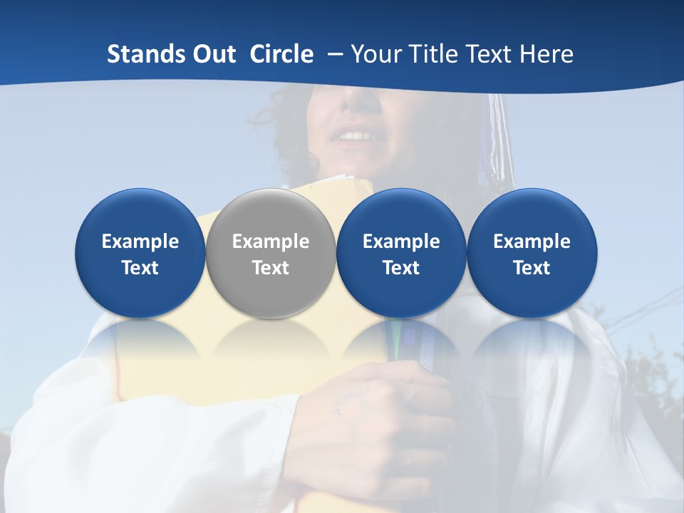 Happy Graduate Female Student Holding A Big Pile Of Textbooks And Folders PowerPoint Template