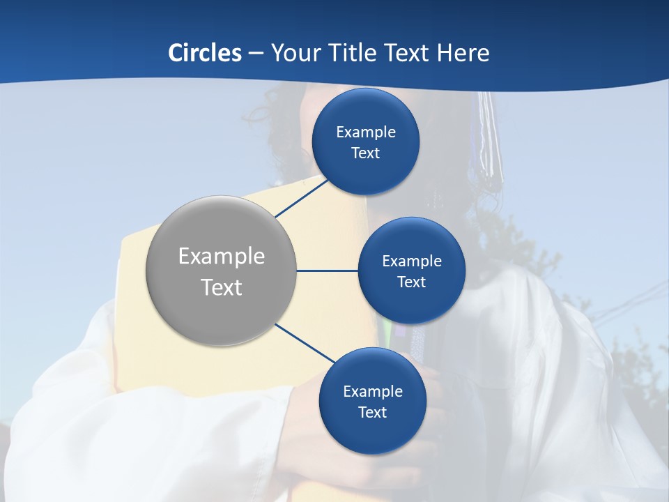 Happy Graduate Female Student Holding A Big Pile Of Textbooks And Folders PowerPoint Template