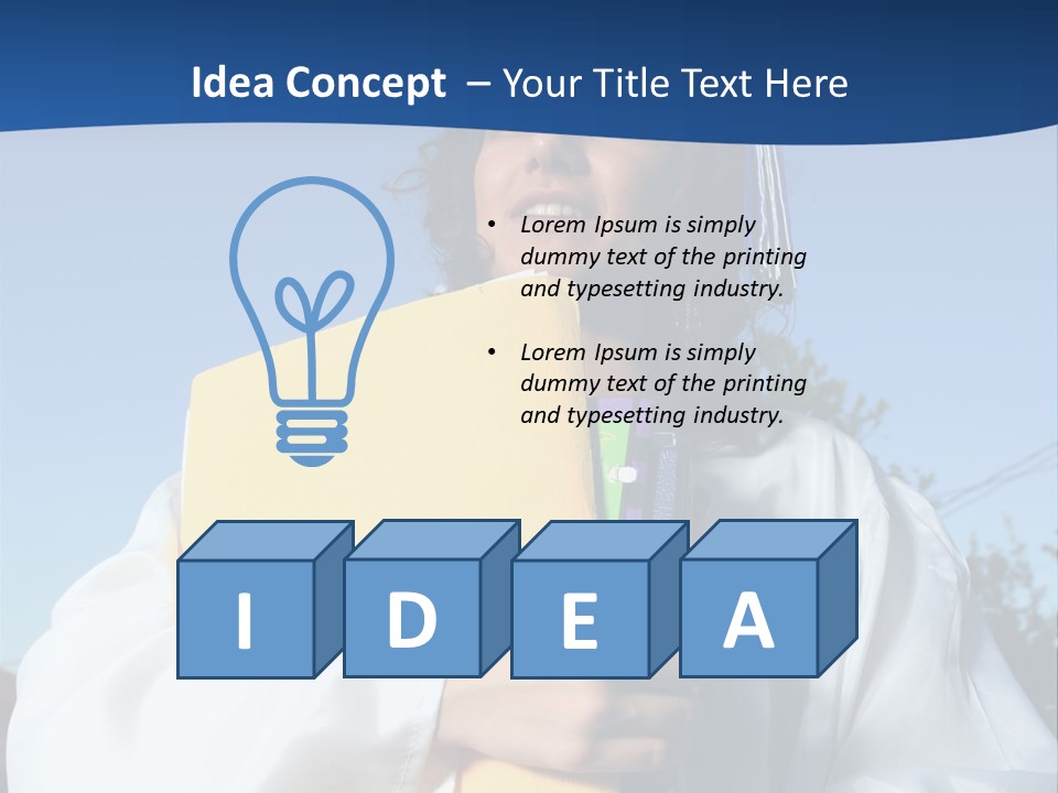 Happy Graduate Female Student Holding A Big Pile Of Textbooks And Folders PowerPoint Template