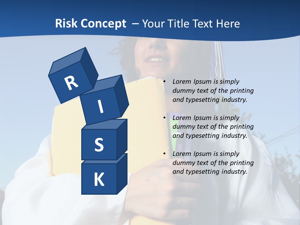 Happy Graduate Female Student Holding A Big Pile Of Textbooks And Folders PowerPoint Template