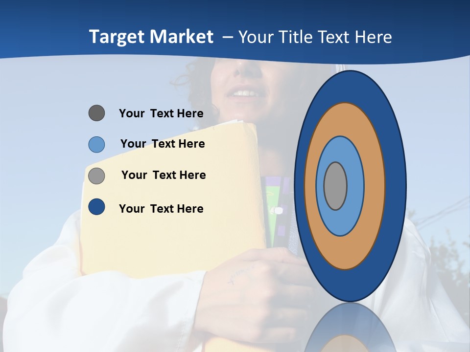 Happy Graduate Female Student Holding A Big Pile Of Textbooks And Folders PowerPoint Template