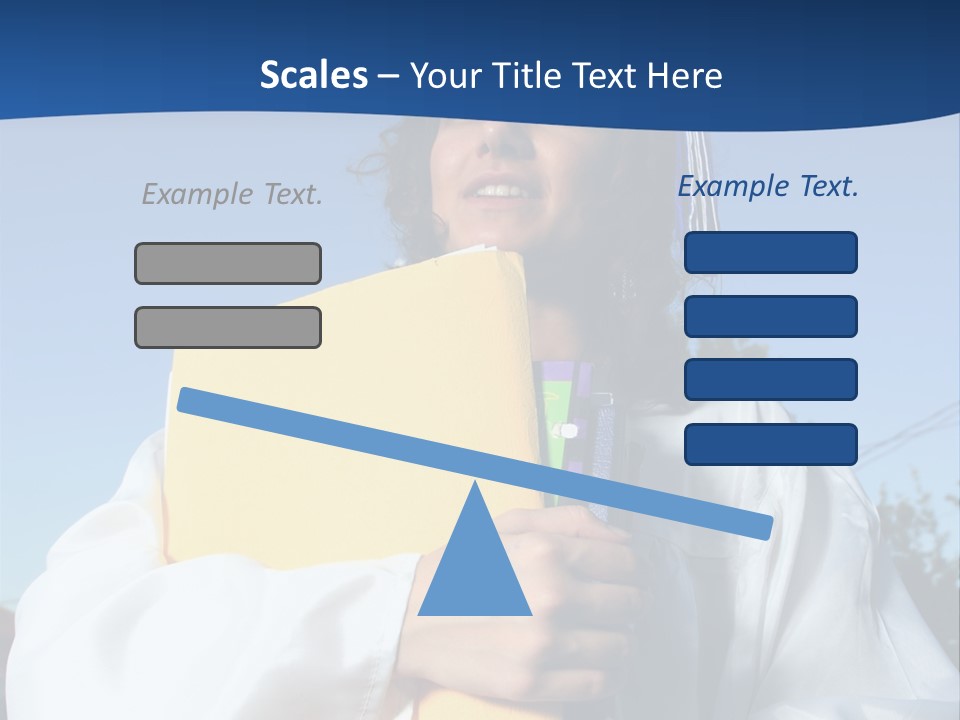Happy Graduate Female Student Holding A Big Pile Of Textbooks And Folders PowerPoint Template
