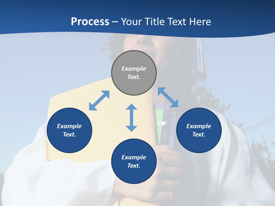 Happy Graduate Female Student Holding A Big Pile Of Textbooks And Folders PowerPoint Template