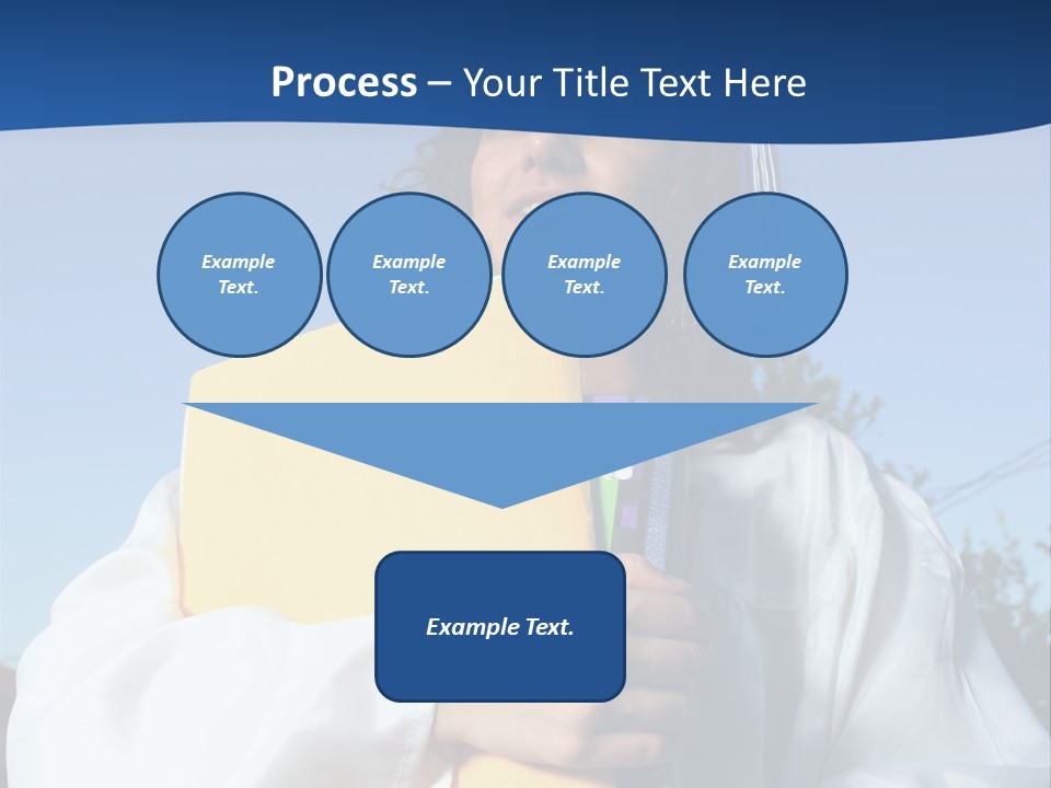Happy Graduate Female Student Holding A Big Pile Of Textbooks And Folders PowerPoint Template