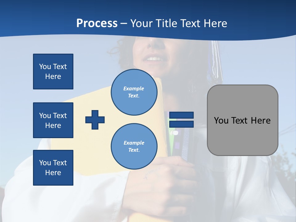 Happy Graduate Female Student Holding A Big Pile Of Textbooks And Folders PowerPoint Template