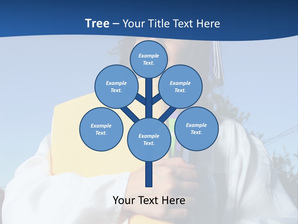 Happy Graduate Female Student Holding A Big Pile Of Textbooks And Folders PowerPoint Template