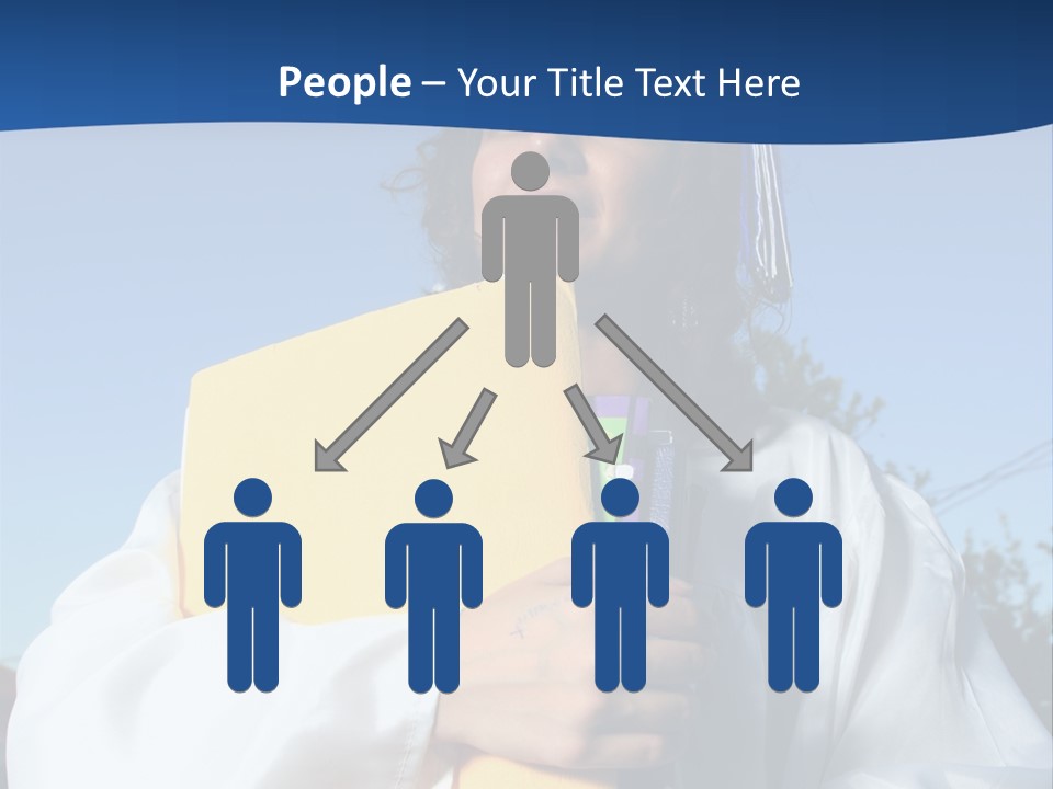 Happy Graduate Female Student Holding A Big Pile Of Textbooks And Folders PowerPoint Template