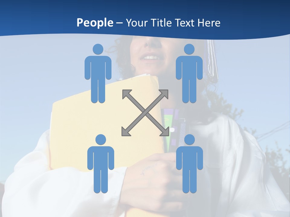 Happy Graduate Female Student Holding A Big Pile Of Textbooks And Folders PowerPoint Template