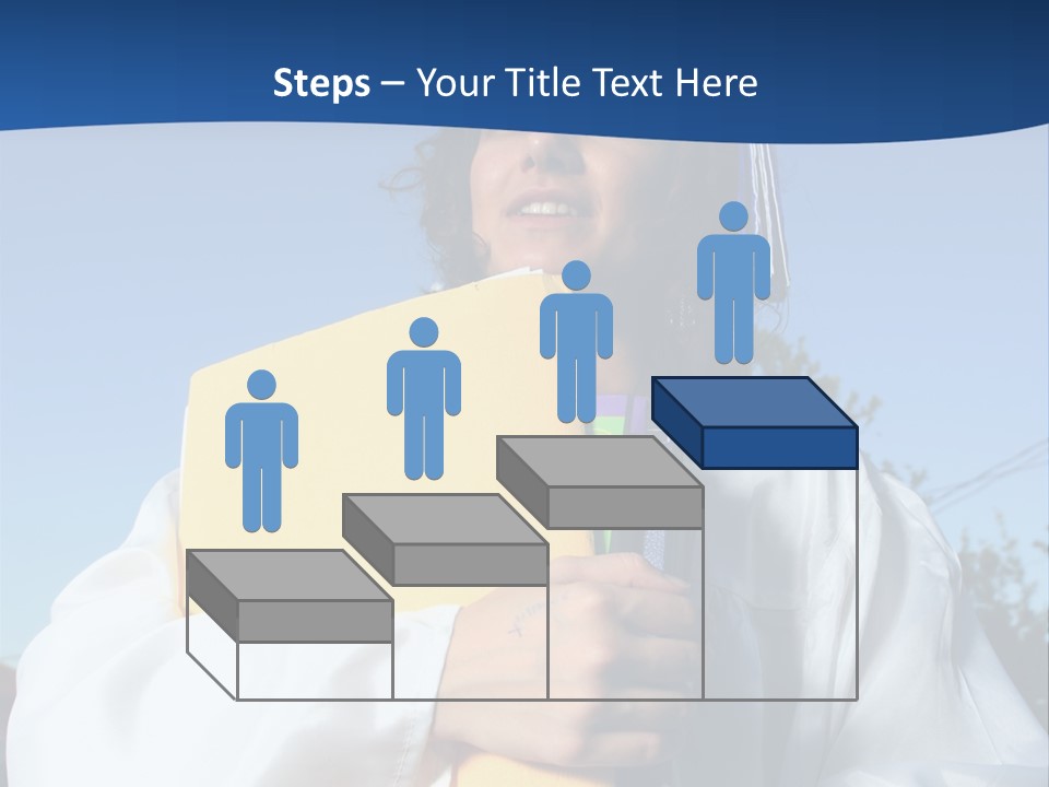 Happy Graduate Female Student Holding A Big Pile Of Textbooks And Folders PowerPoint Template