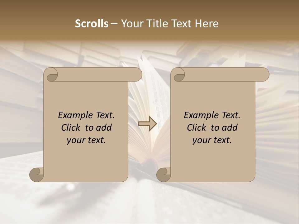 Many Old Books Combined By A Heap. Russian Saying 'Knowledge - Light, Ignorance - Darkness' PowerPoint Template