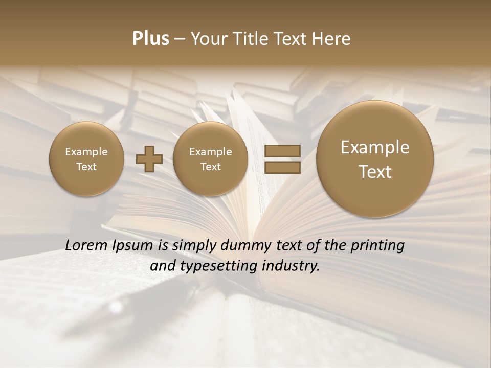 Many Old Books Combined By A Heap. Russian Saying 'Knowledge - Light, Ignorance - Darkness' PowerPoint Template
